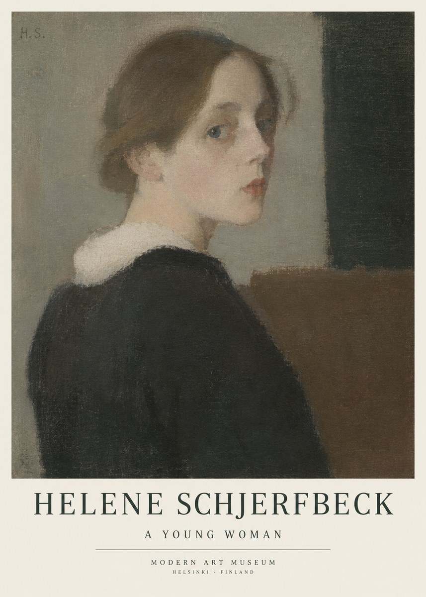 Helene Schjerfbeck The Little Girl Arranging a Twig No5 - Poster