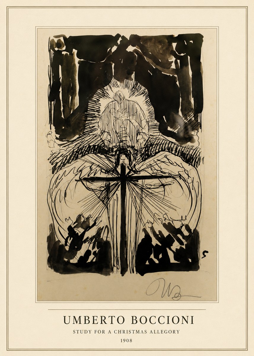 Umberto Boccioni Study for a Christmas Allegory No3 - Poster