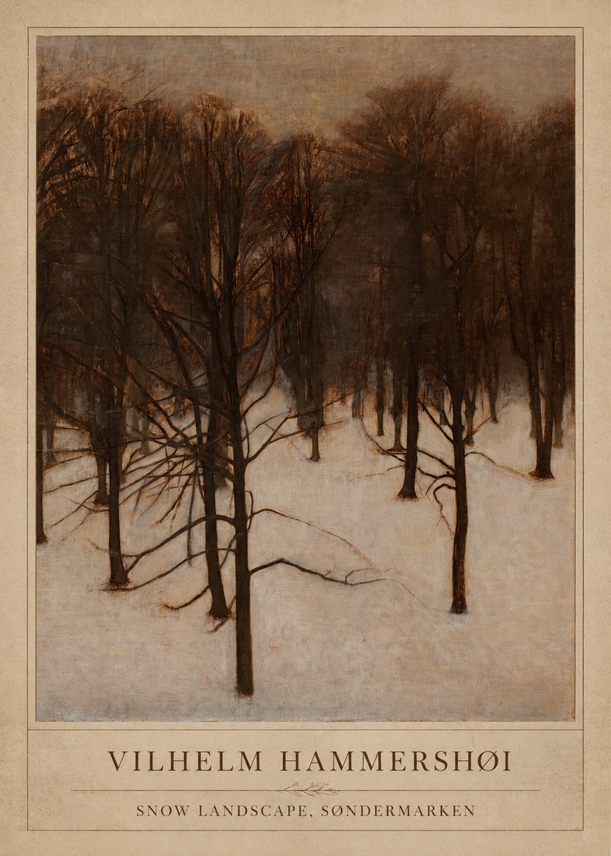 Vilhelm Hammershøi Snow Landscape, Søndermarken No1 - Poster