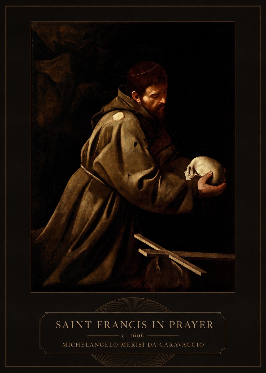 Michelangelo Merisi da Caravaggio Saint Francis in Prayer II No3 - Poster