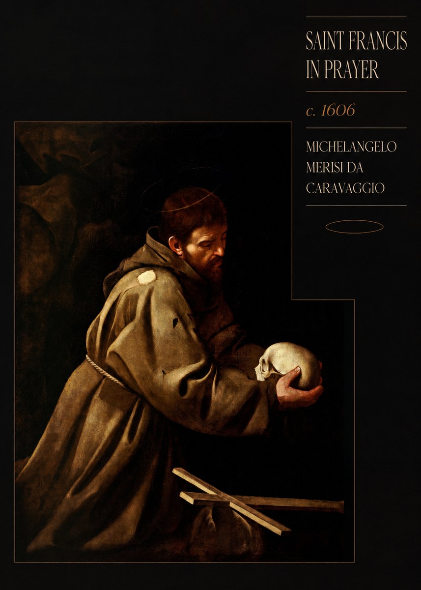 Michelangelo Merisi da Caravaggio Saint Francis in Prayer II No4 - Poster
