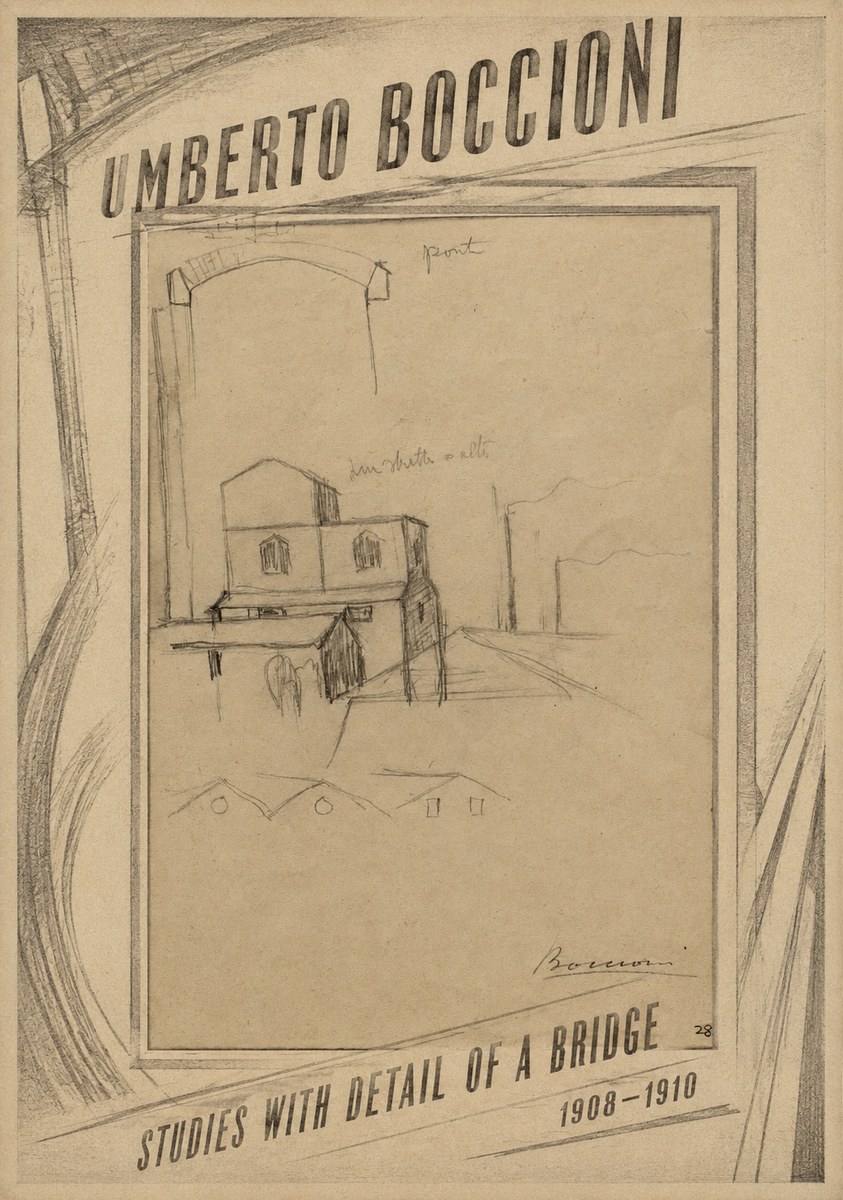 Umberto Boccioni Studies with Detail of a Bridige No6 - Poster
