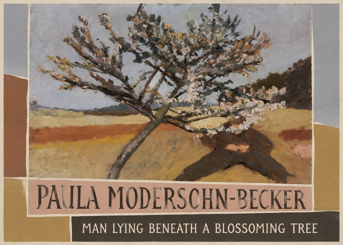 Paula Modersohn-Becker Man Lying Beneath a Blossoming Tree No4 - Poster