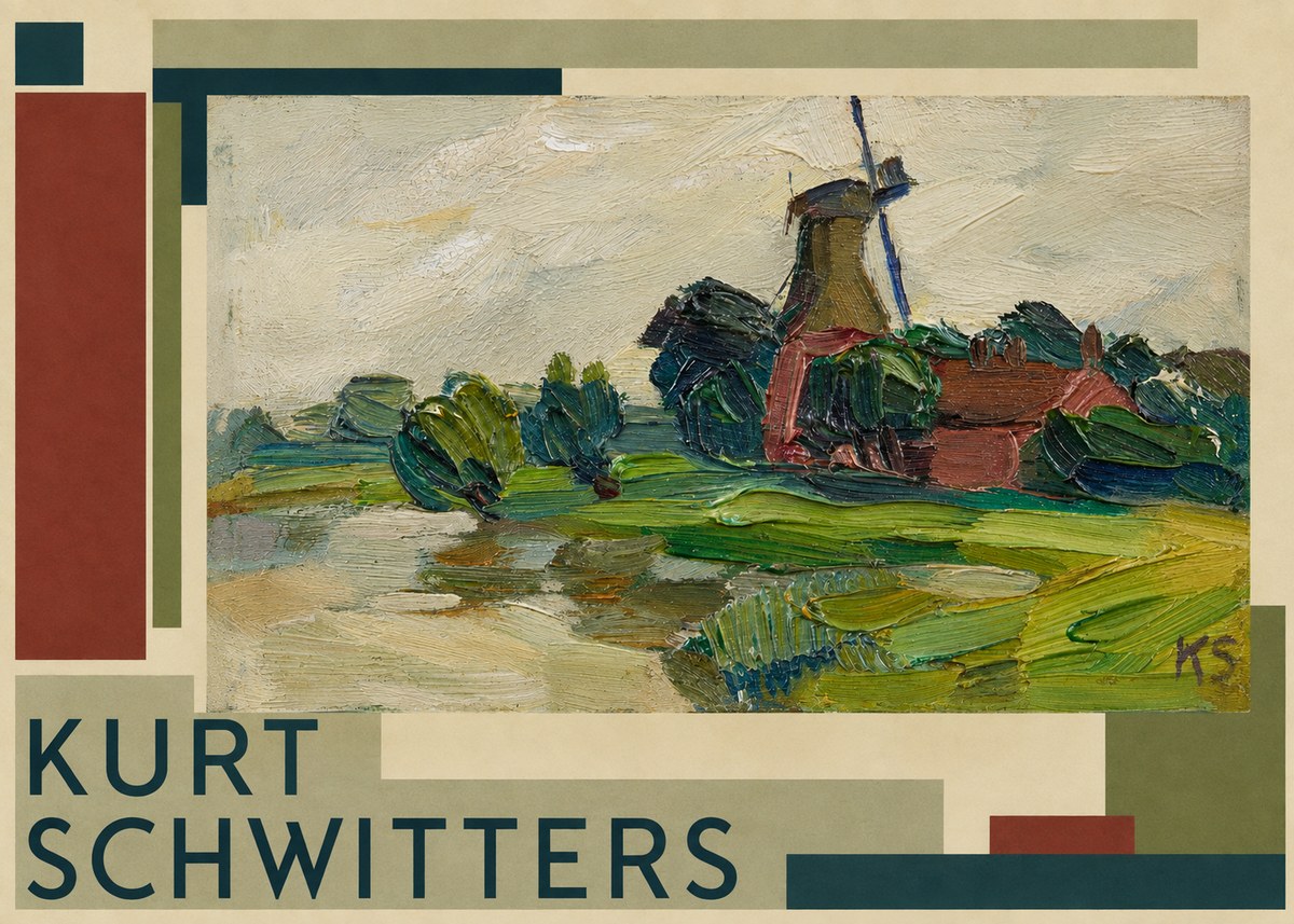 Kurt Schwitters Landscape with Windmill No2 - Poster