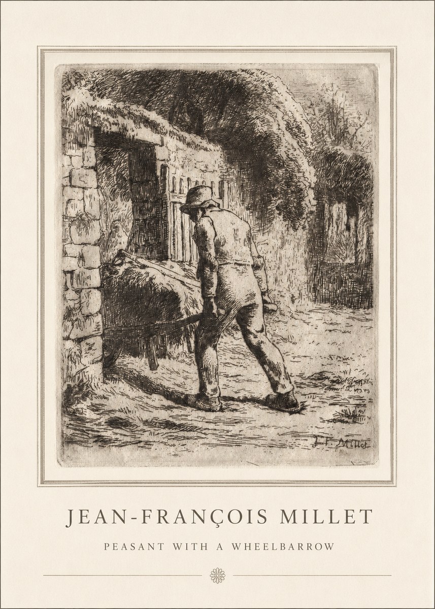 Jean-François Millet Peasant with a Wheelbarrow No4 - Poster