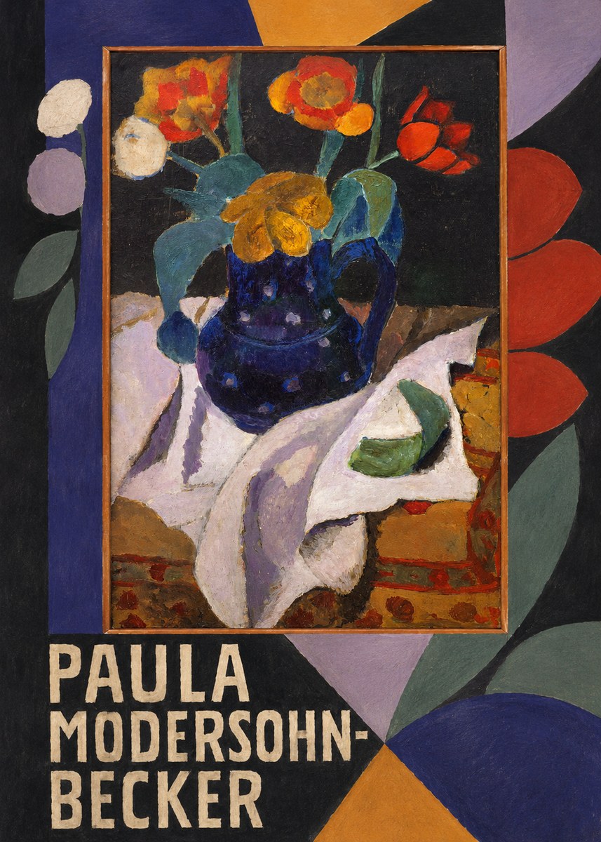 Paula Modersohn-Becker Still Life with Blue Jug and Flowers No5 - Poster