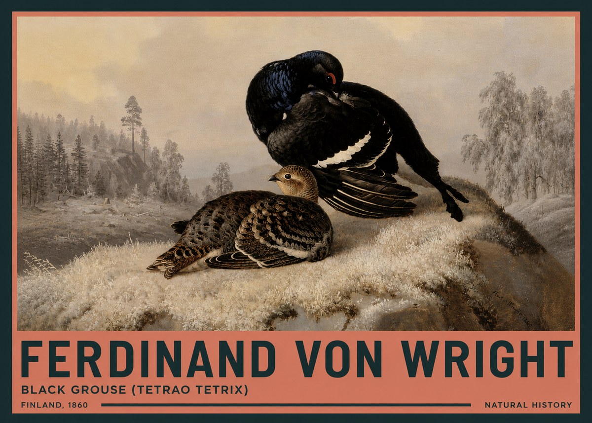 Ferdinand von Wright Black Grouse (Tetrao Tetrix) No3 - Poster