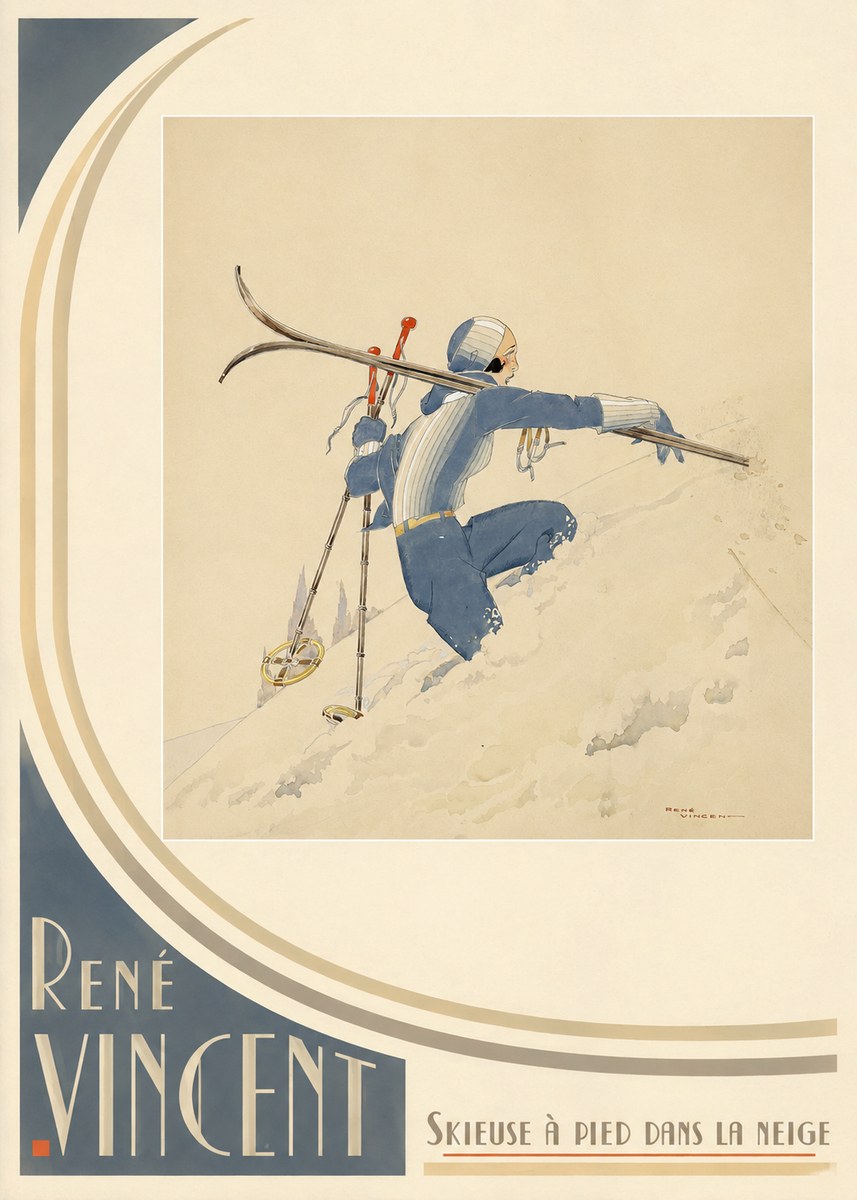 René Vincent Skieuse À Pied Dans La Neige No3 - Poster