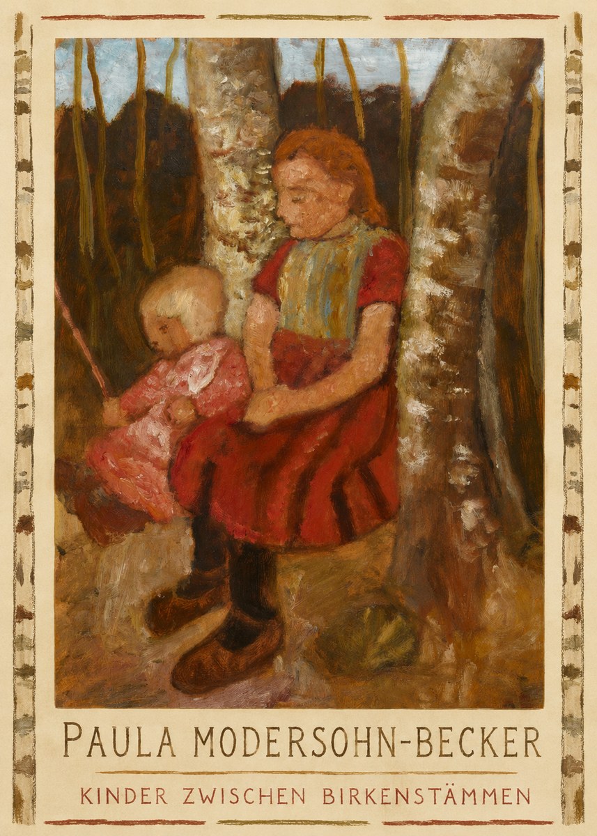 Paula Modersohn-Becker Kinder Zwischen Birkenstämmen No1 - Poster