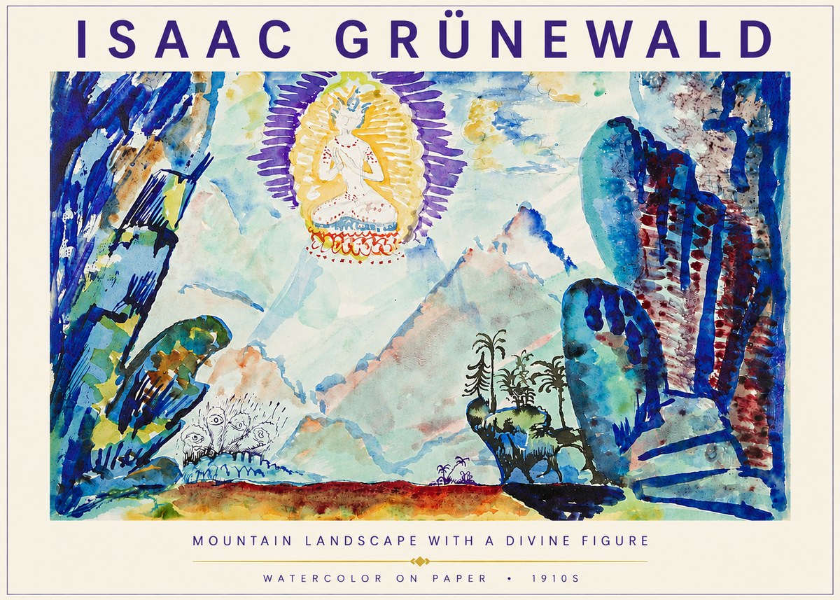 Isaac Grünewald Mountain Landscape with a Divine Figure No3 - Poster