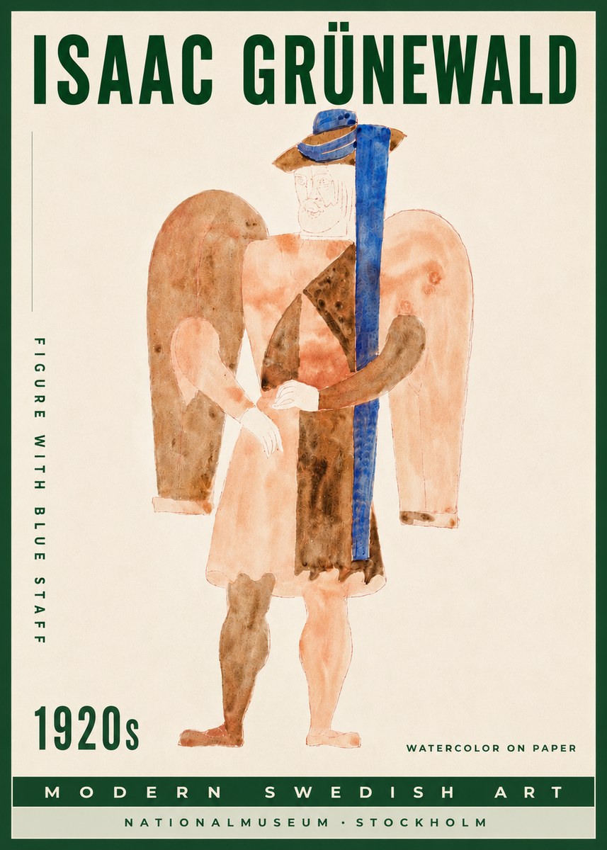 Isaac Grünewald Figure with Blue Staff No3 - Poster