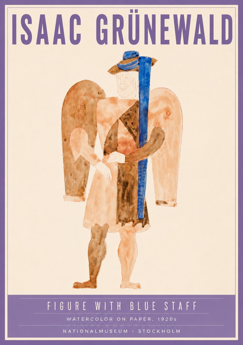 Isaac Grünewald Figure with Blue Staff No4 - Poster