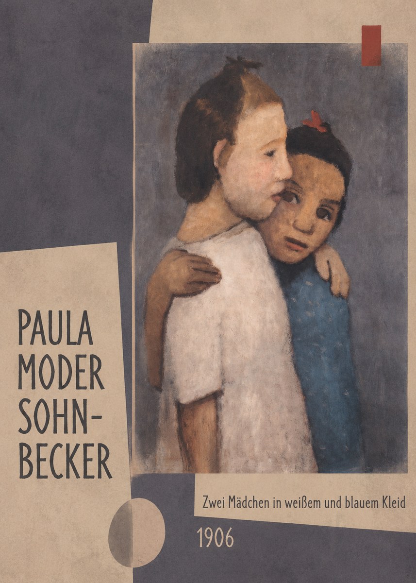 Paula Modersohn-Becker Zwei Mädchen in Weißem Und Blauem Kleid No2 - Poster