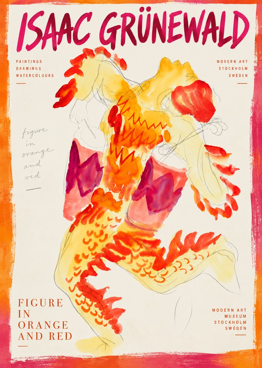 Isaac Grünewald Figure in Orange and Red No5 - Poster