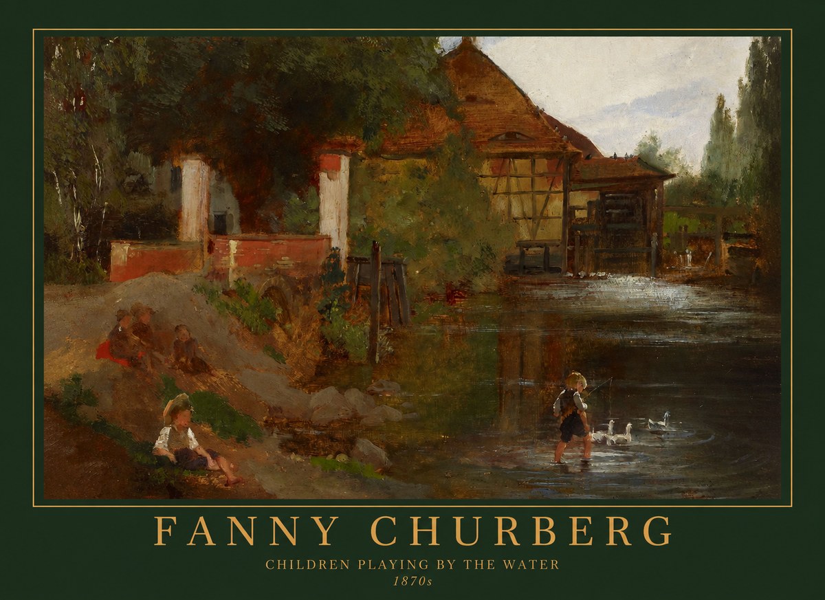 Fanny Churberg Children Playing by the Water No1 - Poster