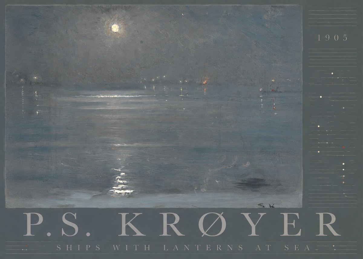 P.S. Krøyer Ships with Lanterns at Sea No3 - Poster