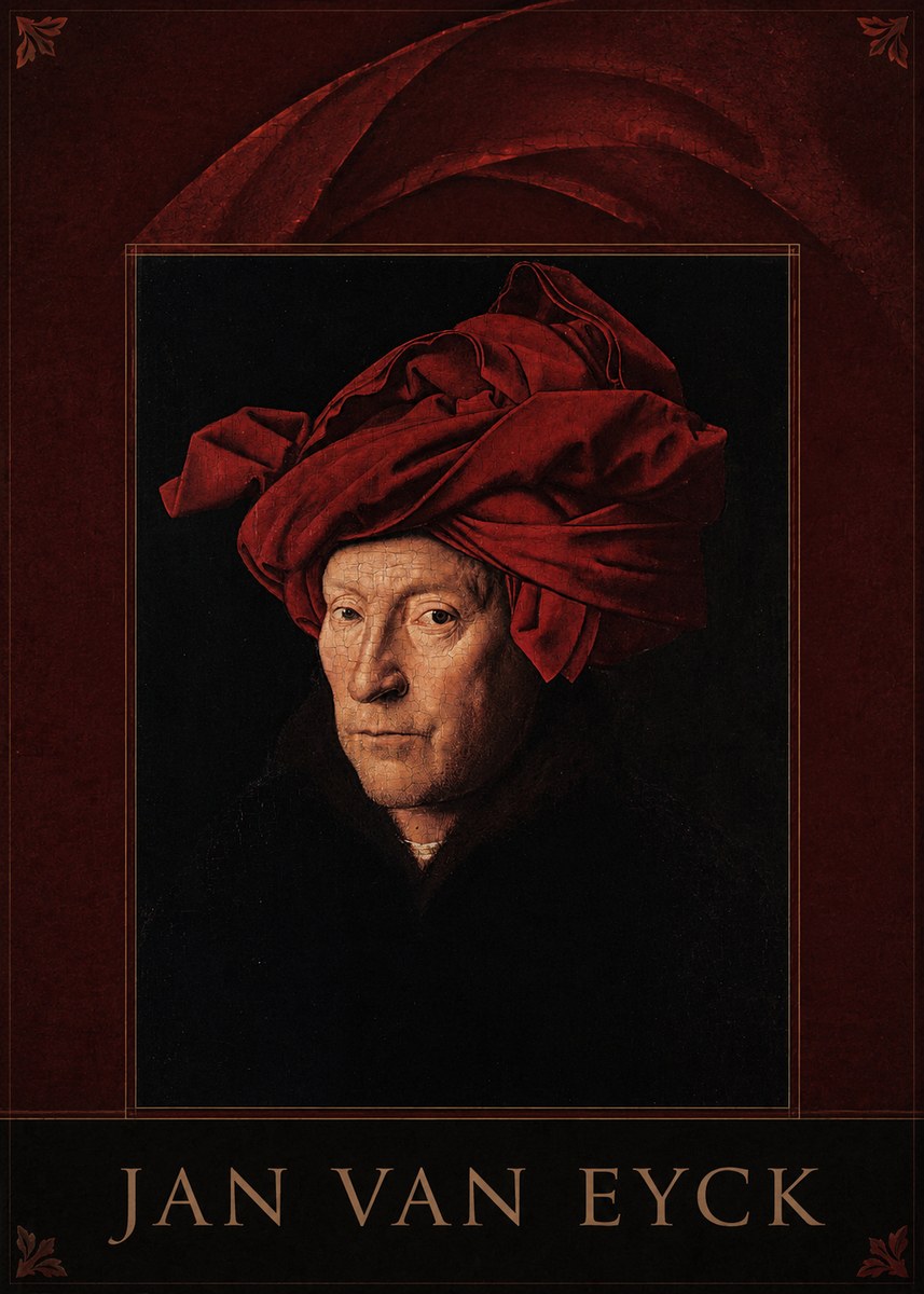Jan van Eyck Portrait of a Man in a Turban No6 - Poster