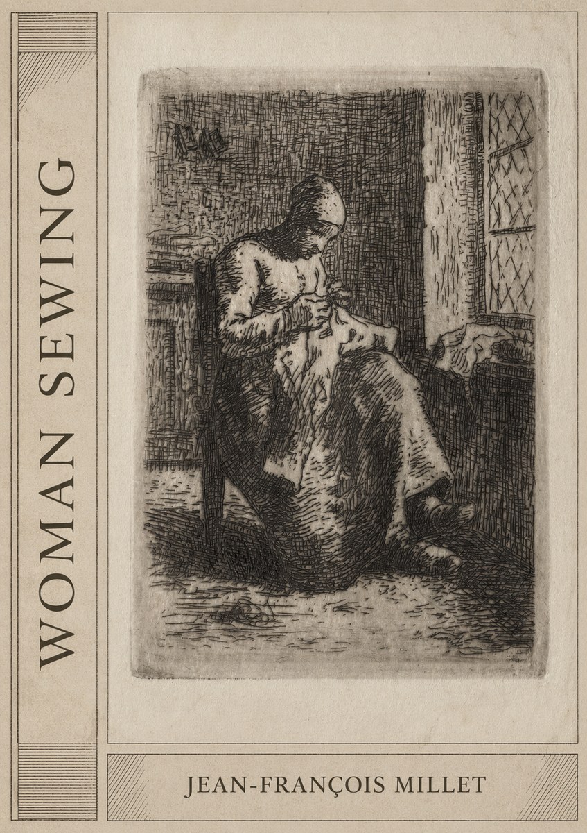 Jean-François Millet Woman Sewing No2 - Poster