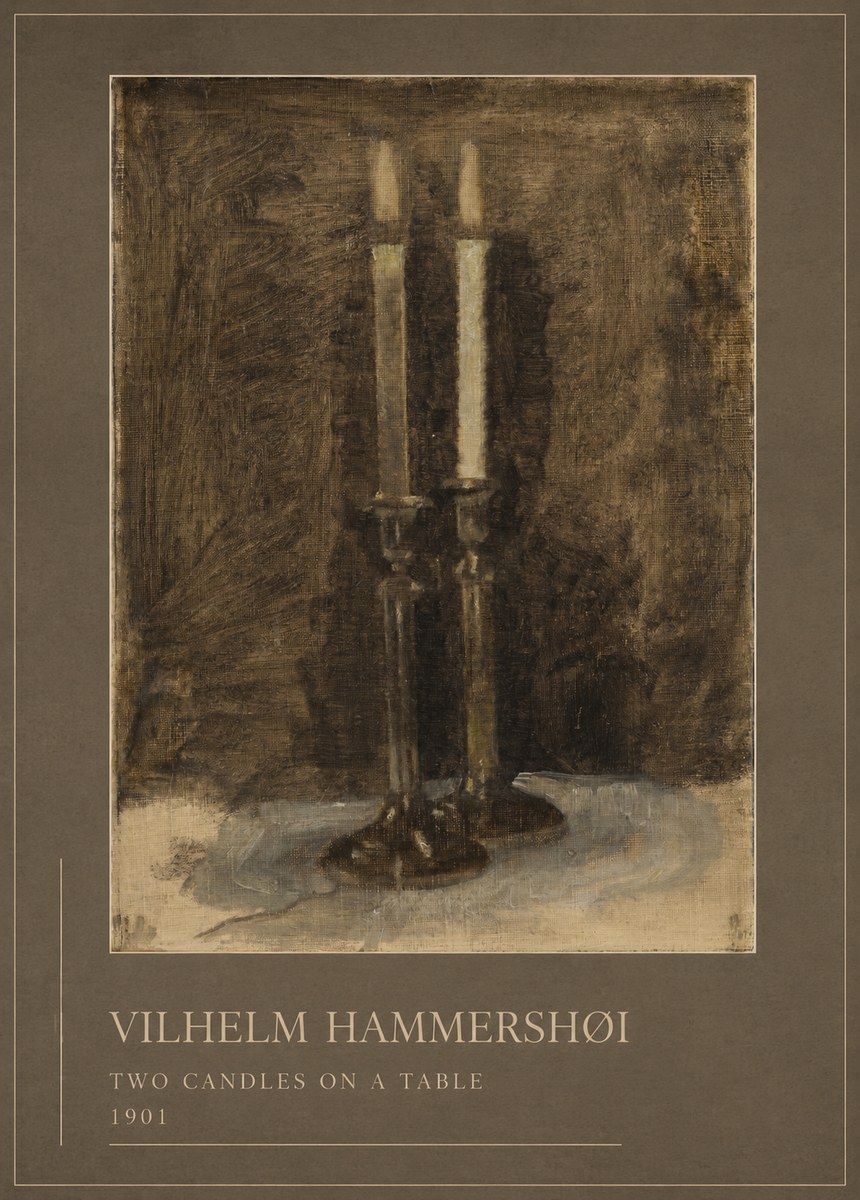Vilhelm Hammershøi Two Candles on a Table No1 - Poster