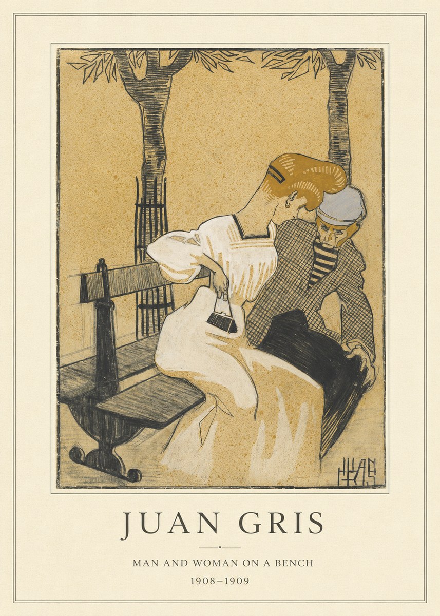 Juan Gris Man and Woman on a Bench No4 - Poster