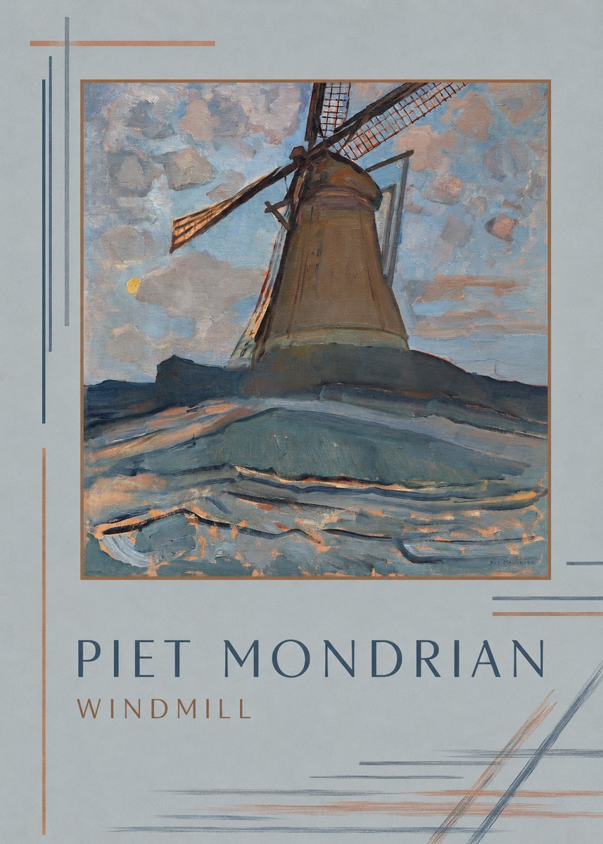 Piet Mondrian Windmill No1 - Poster