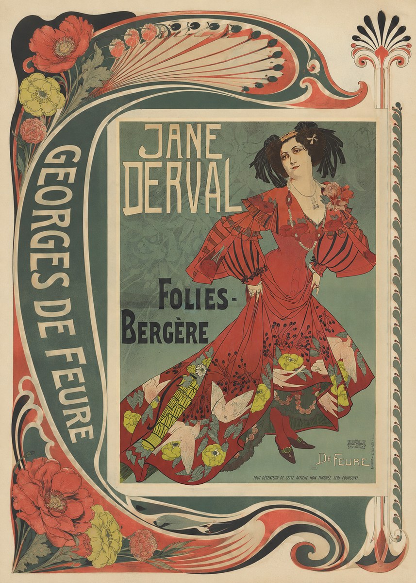 Georges de Feure Jane Derval - Folies-bergère III No2 - Poster