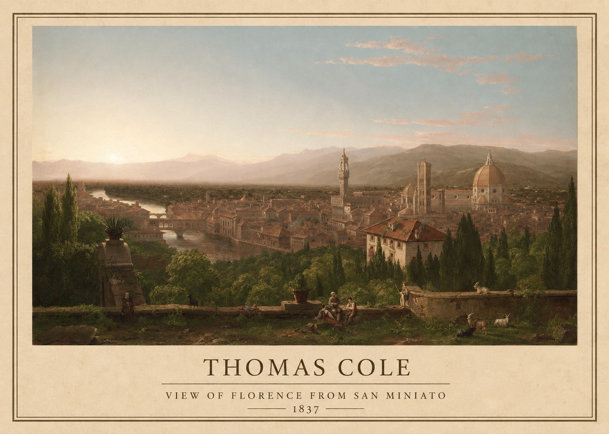 Thomas Cole View of Florence from San Miniato No1 - Poster