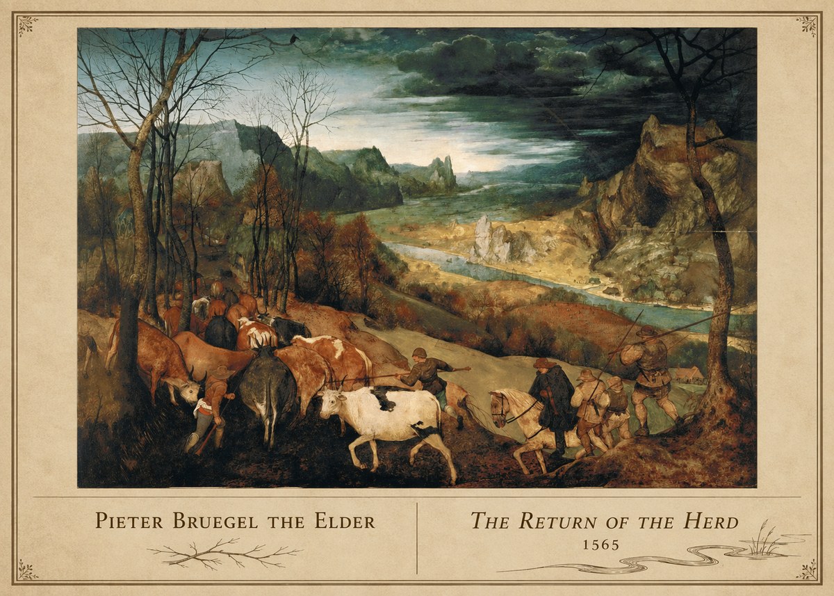 Pieter Bruegel The Return of the Herd No4 - Poster