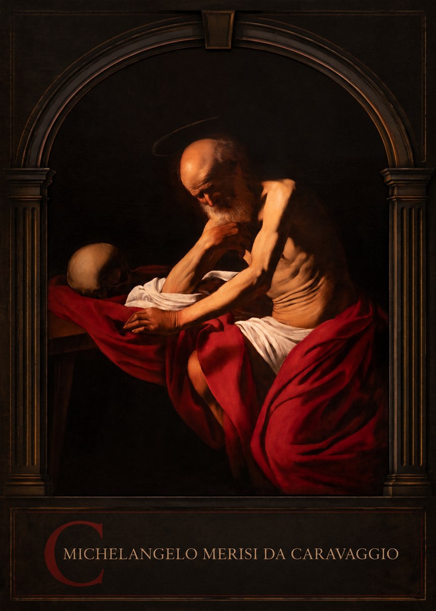 Michelangelo Merisi da Caravaggio Saint Jerome in Meditation II No3 - Poster