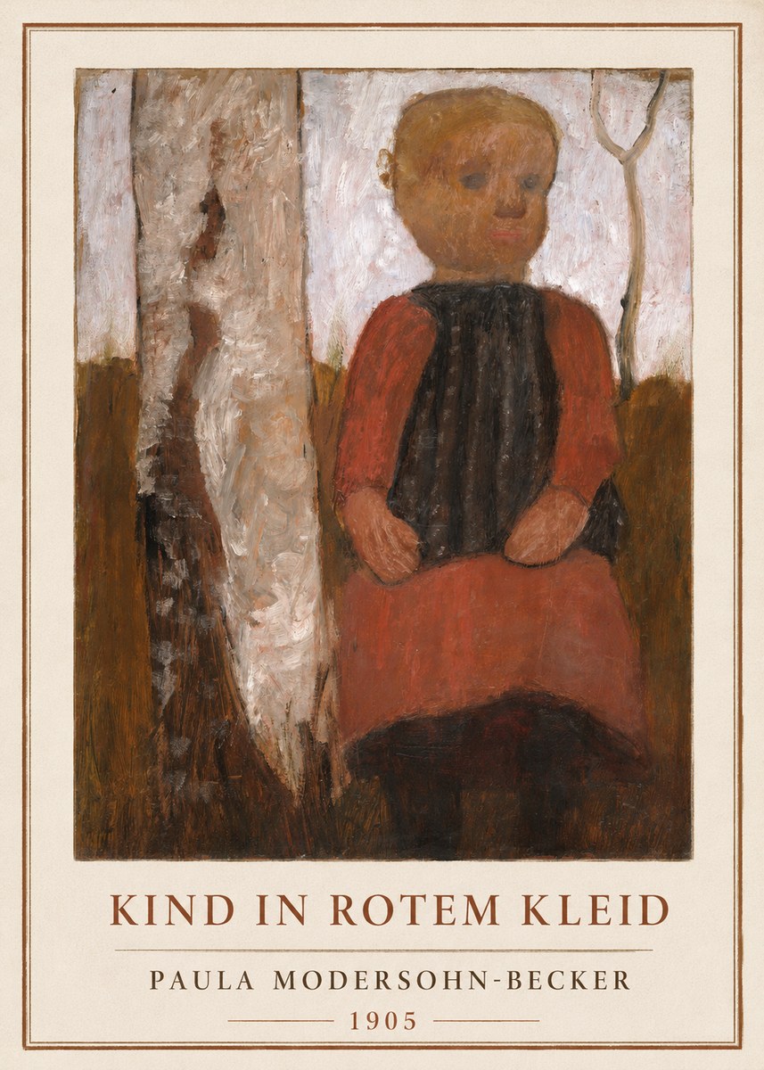Paula Modersohn-Becker Kind in Rotem Kleid No2 - Poster