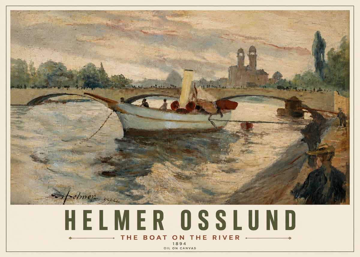 Helmer Osslund The Boat on the River No6 - Poster