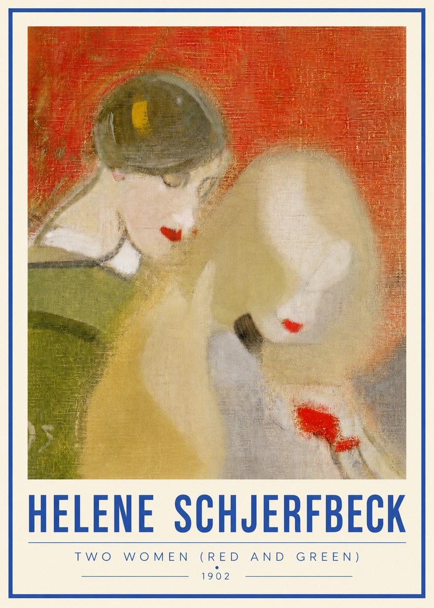 Helene Schjerfbeck Two Women (Red and Green) No4 - Poster