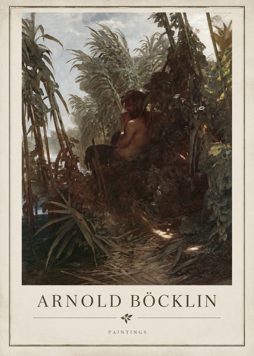 Arnold Böcklin Faun Playing the Panpipes No4 - Poster