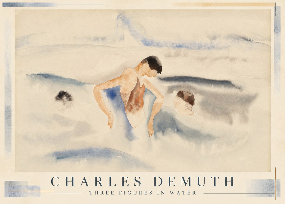 Charles Demuth Three Figures in Water No1 - Poster